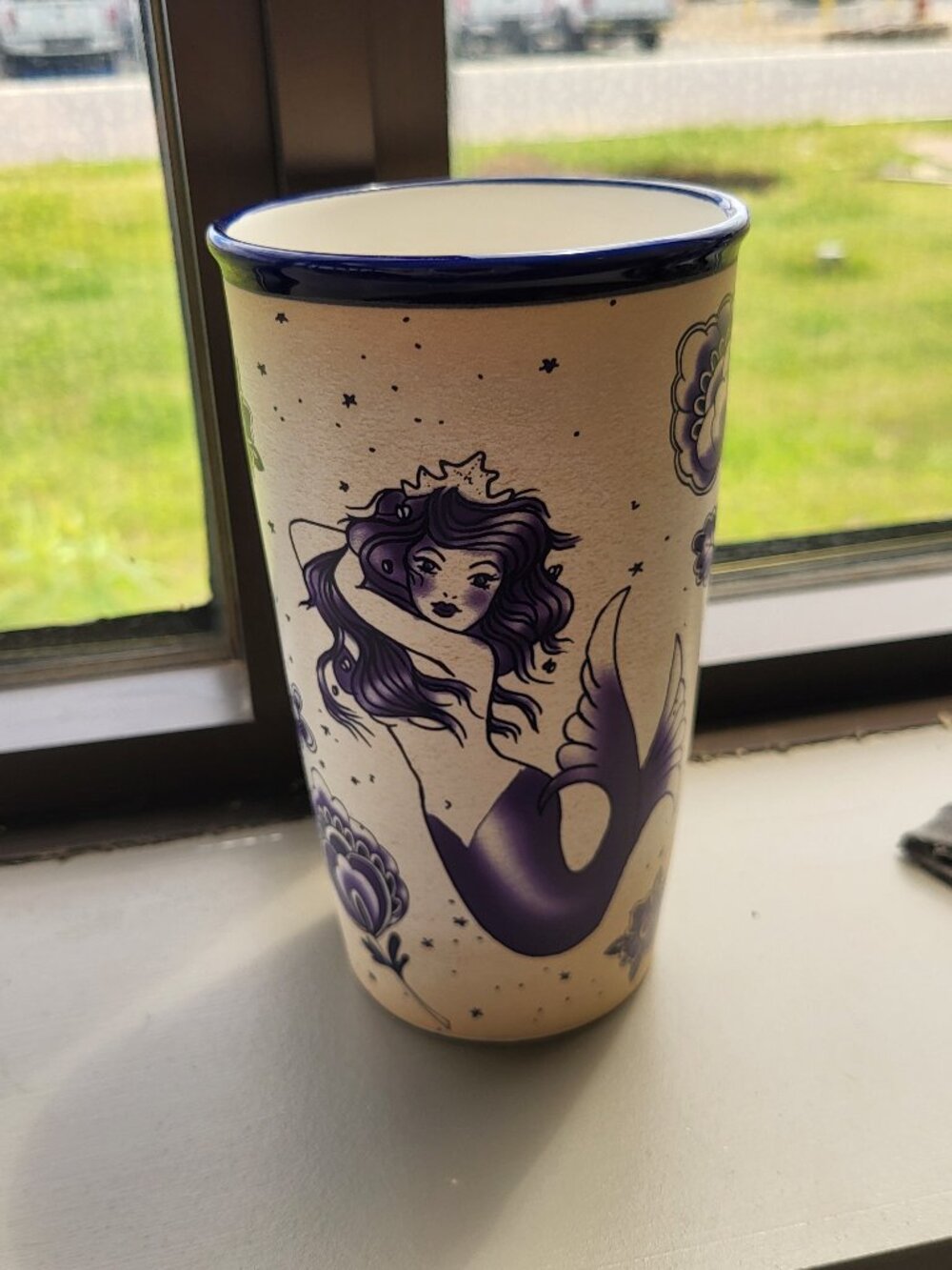 2016 Starbucks Sailor Siren Mermaid Tattoo Ceramic 12oz Travel Tumbler No Lid
